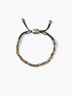 BEADED BRASS SKULL BRACELET