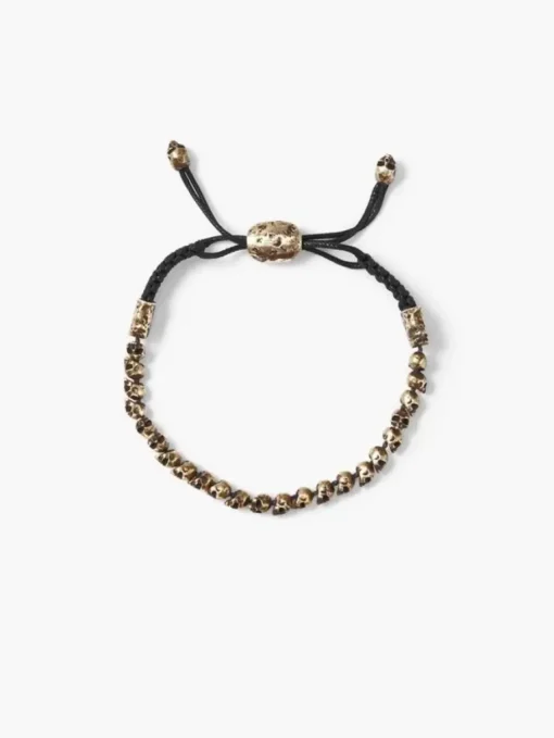 BEADED BRASS SKULL BRACELET