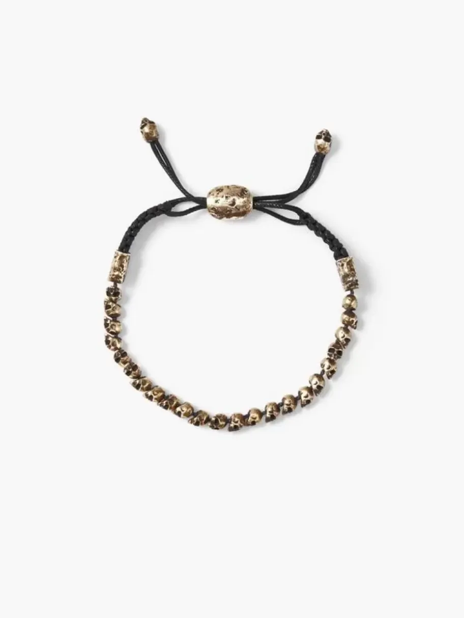 BEADED BRASS SKULL BRACELET