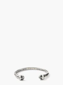 SKULL CUFF BRACELET WITH BLACK DIAMONDS
