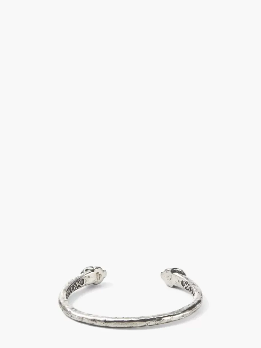 SKULL CUFF BRACELET WITH BLACK DIAMONDS