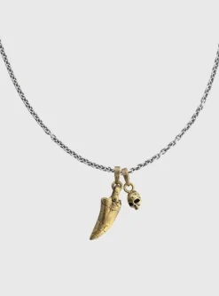 T-REX TOOTH AND SKULL PENDANT NECKLACE