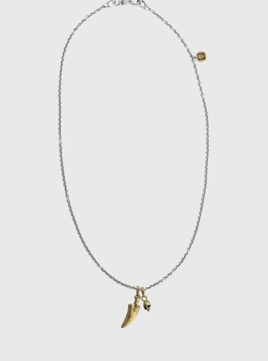 T-REX TOOTH AND SKULL PENDANT NECKLACE